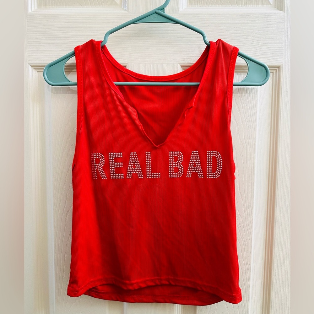 Bold Red Graphic Tank Top